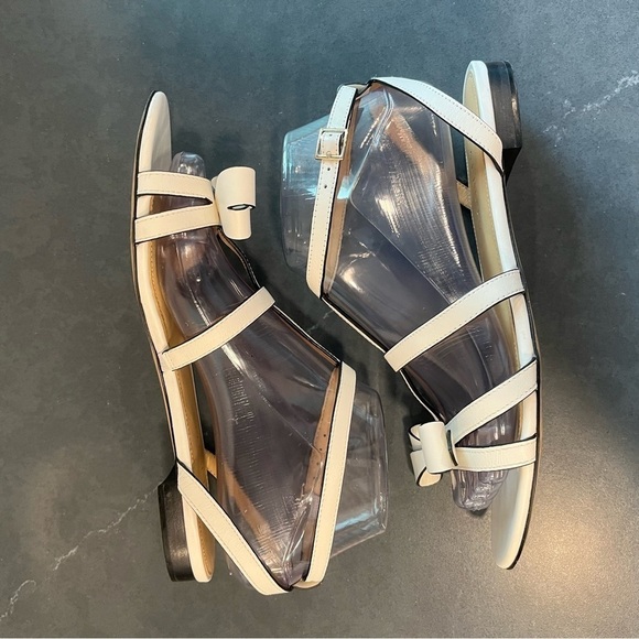 Talbots sz 7 Keri bow white vachetta leather strappy bow sandals - Picture 8 of 15